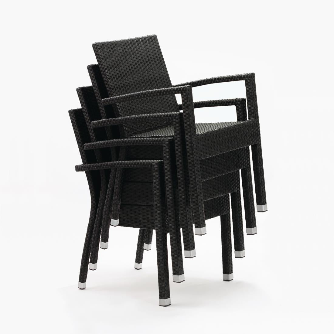 Bolero PE Wicker Armchairs Charcoal (4 Pack) • PAS-DL477