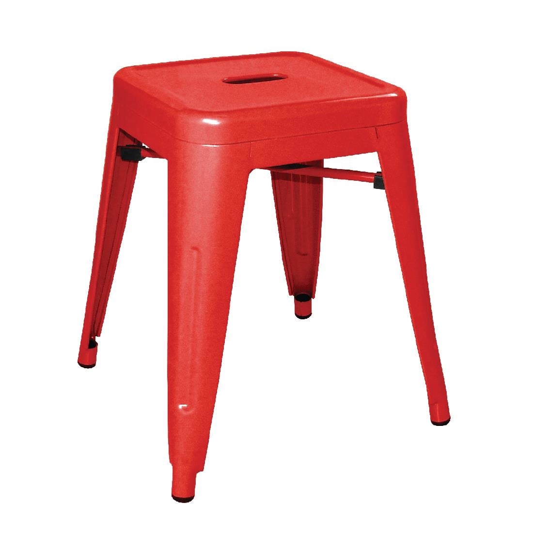 Bolero Bistro Metal Low Bar Stool Red (4 Pack) • PAS-DL870