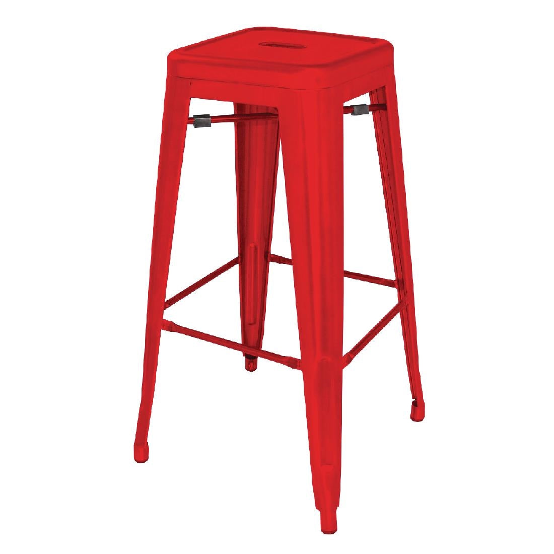 Bolero Bistro Metal High Bar Stool Red (4 Pack) • PAS-DL871