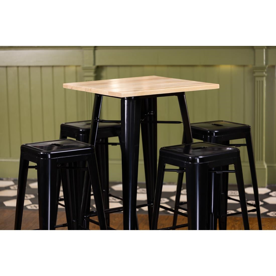 Bolero High Metal Bar Stools Black (4 Pack) (Pack of 4) • PAS-DL881