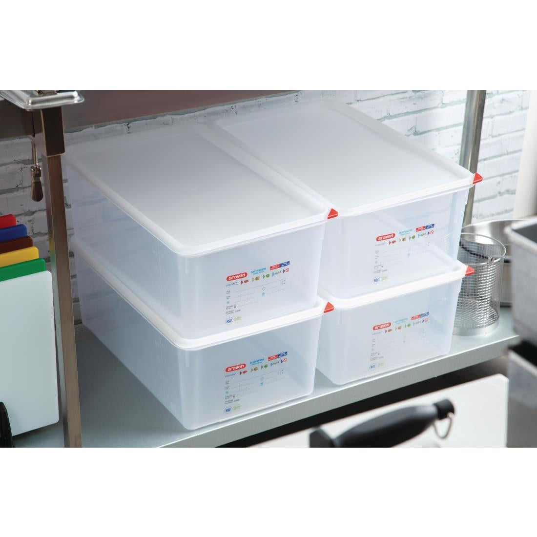 Araven Polypropylene 1/1 Gastronorm Containers With Lids 200mm (4 Pack) (Pack of 4) • PAS-DL984