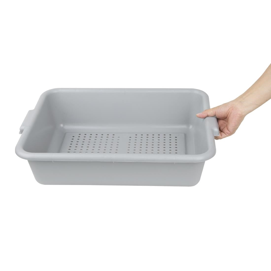 Vogue Plastic Perforated Storage Box Grey (Size: 129(H)x545(W)x390(D)mm / 5x21.4x15.3" | 6.5mm perforations) • PAS-DN583