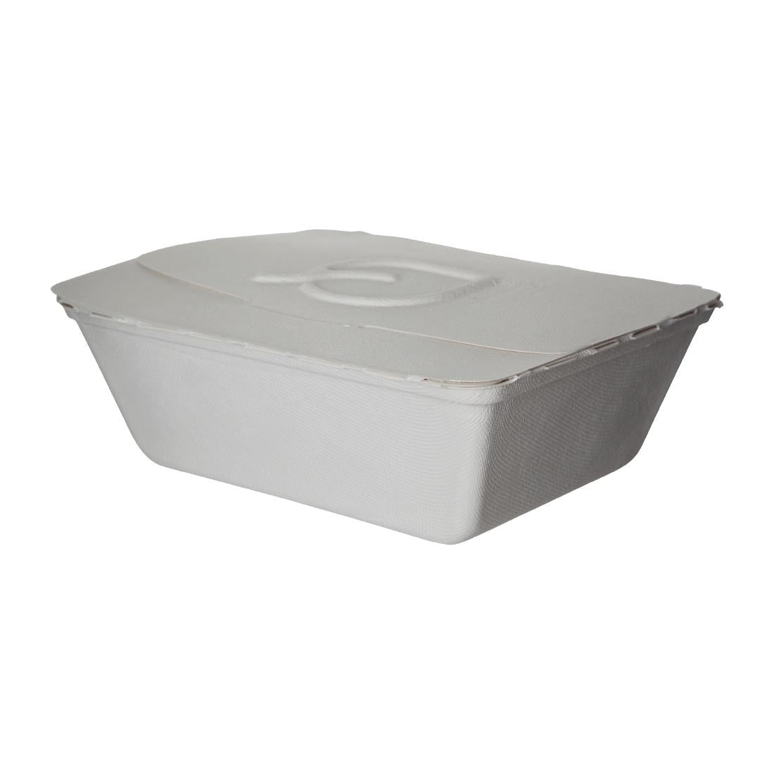 Detpak Extra Large Sugarcane Folia One-Piece Container White (150 Pack) (229 x 191 x 89mm / 9x7x3" | Pack of 150) • PAS-DU328