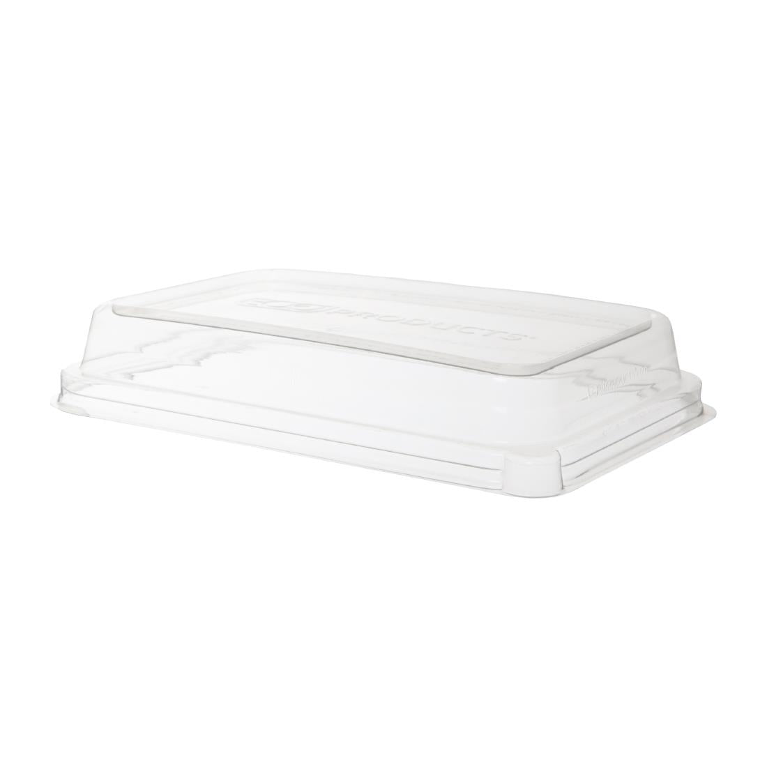 Detpak Sugarcane Rectangular 100% Rpet Lid Clear - 222x146x38mm (400 Pack) (222 x 146 x 38mm / 8x5x1" | Pack of 200) • PAS-DU349