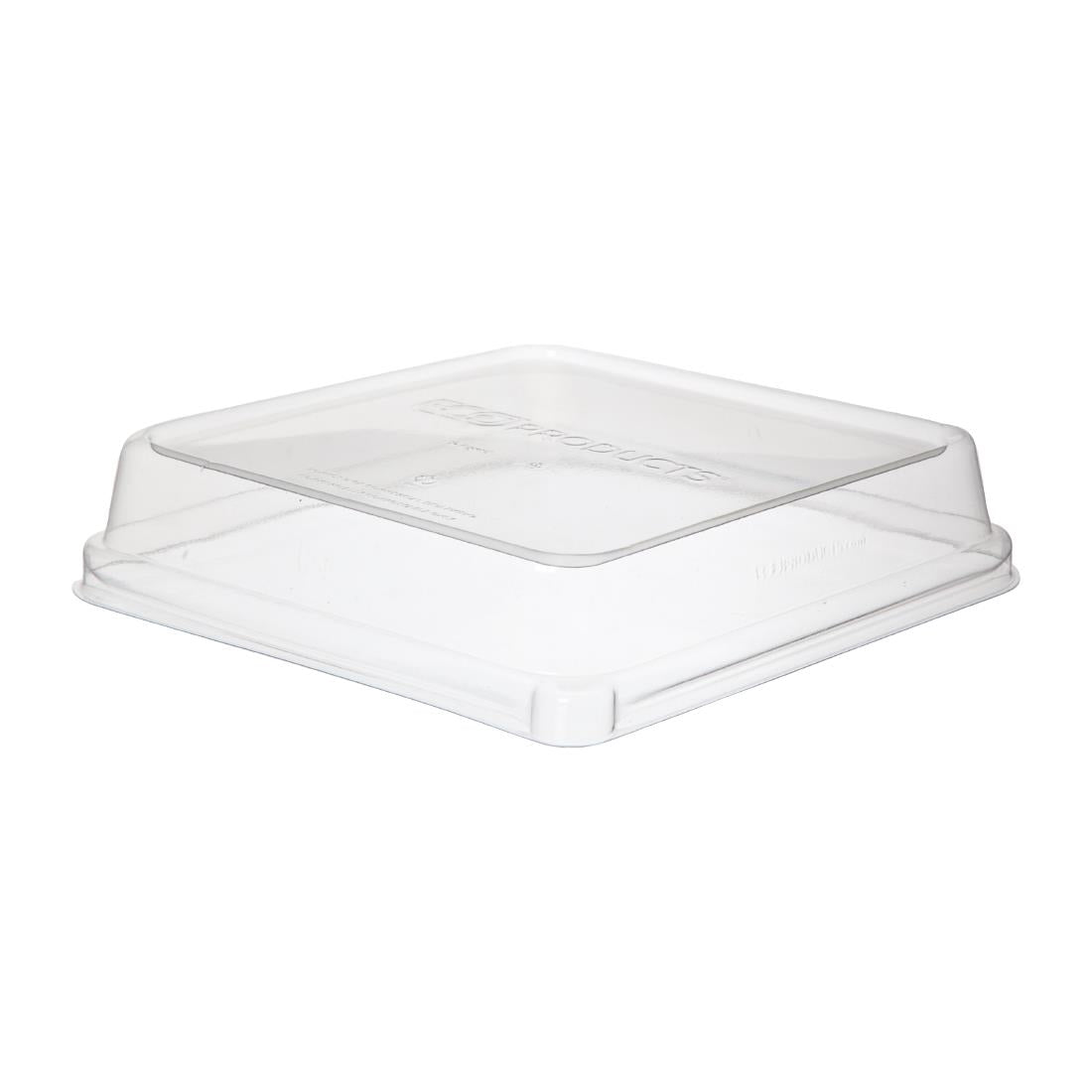 Detpak Sugarcane Square Pla Lid Clear - 200x200x42mm (200 Pack) (199 x 199 x 42mm / 7x7x1" | Pack of 200) • PAS-DU351