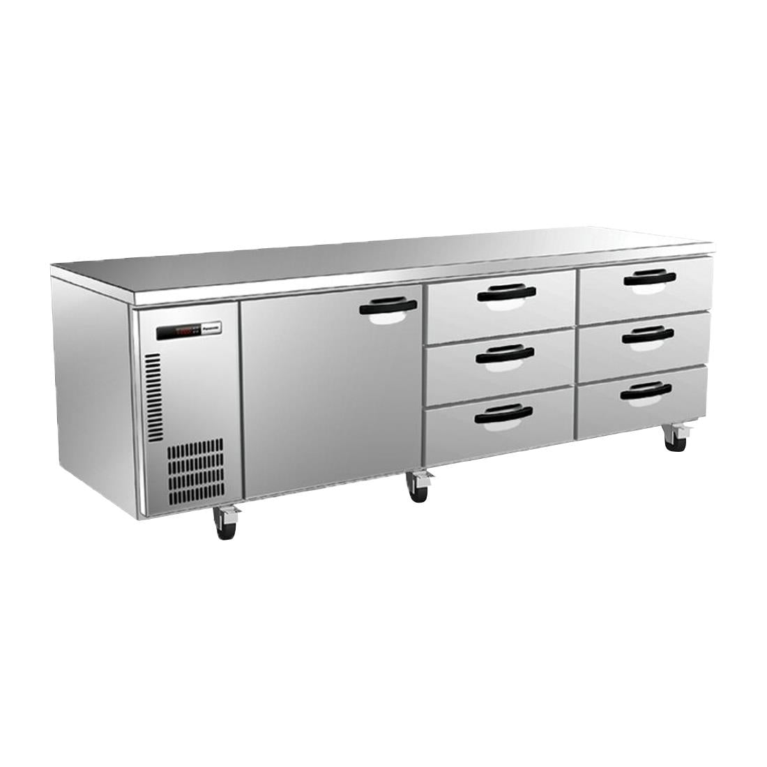 Panasonic Underbench One Door Six Drawer Refrigeration unit - 267Ltr (Dimensions: 850mm(H) x 1800mm(W) x 750mm(D) / 33x70x29" | Capacity: 267Ltrs) • PAS-DU375