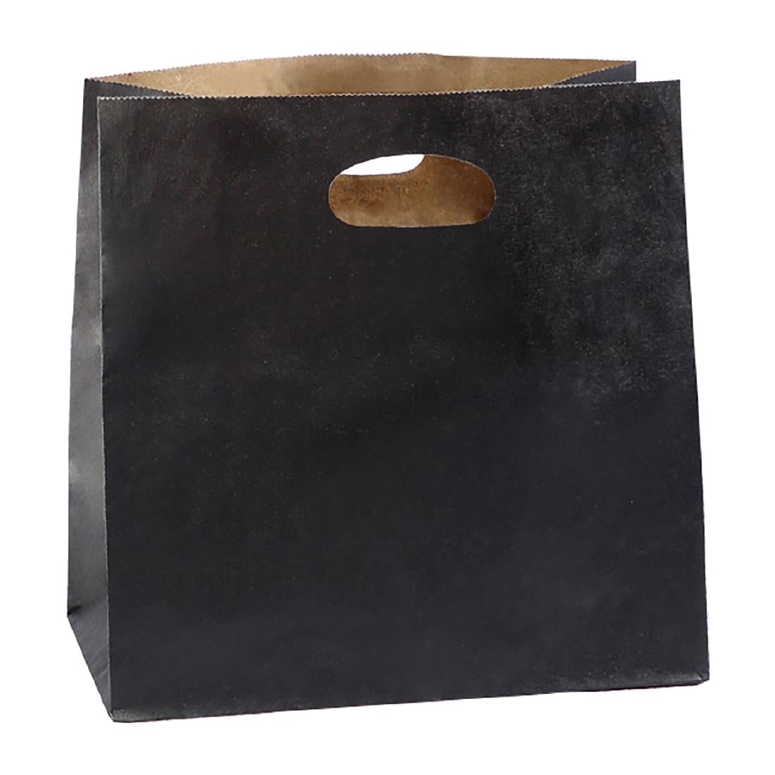 Detpak Small Die Cut Paper Bag Black (500 Pack) (280x280x150mm / 11x11x5.9" | Pack of 500) • PAS-DU504