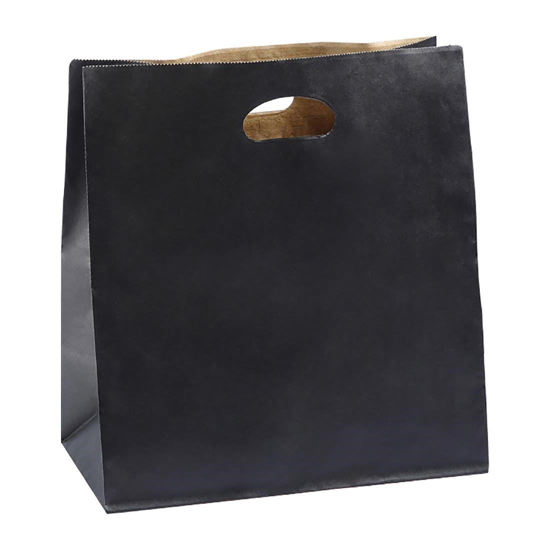 Detpak Large Die Cut Paper Bag Black (200 Pack) (350x320x180mm / 13.7x12.5x5.9" | Pack of 200) • PAS-DU505