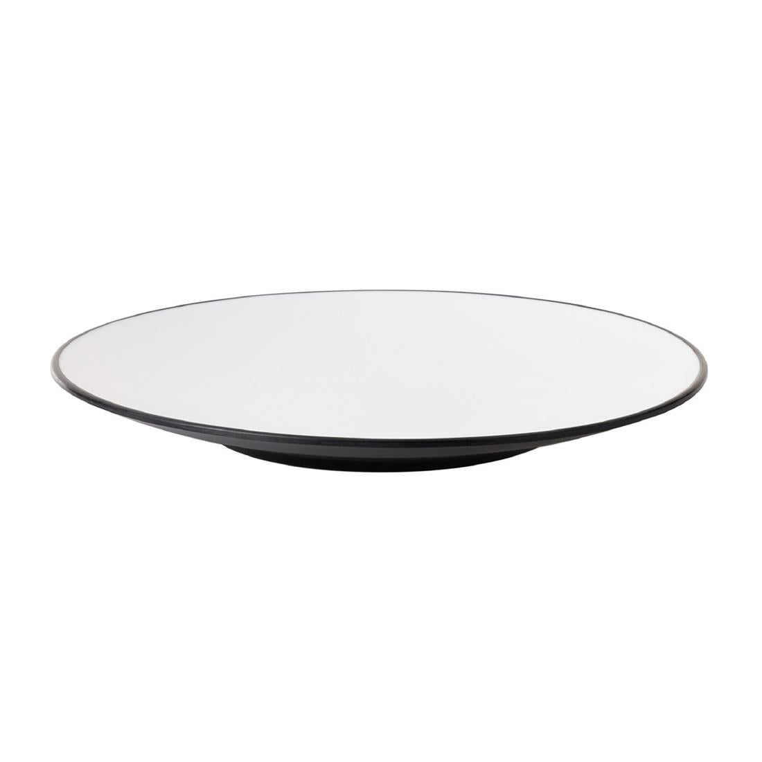 Coucou Dual Colour Round Plate 250mm - White & Black (9 Pack) (Colour: White & Black | Pack of 9 | 250mm / 9.8" | Melamine material) • PAS-DU518