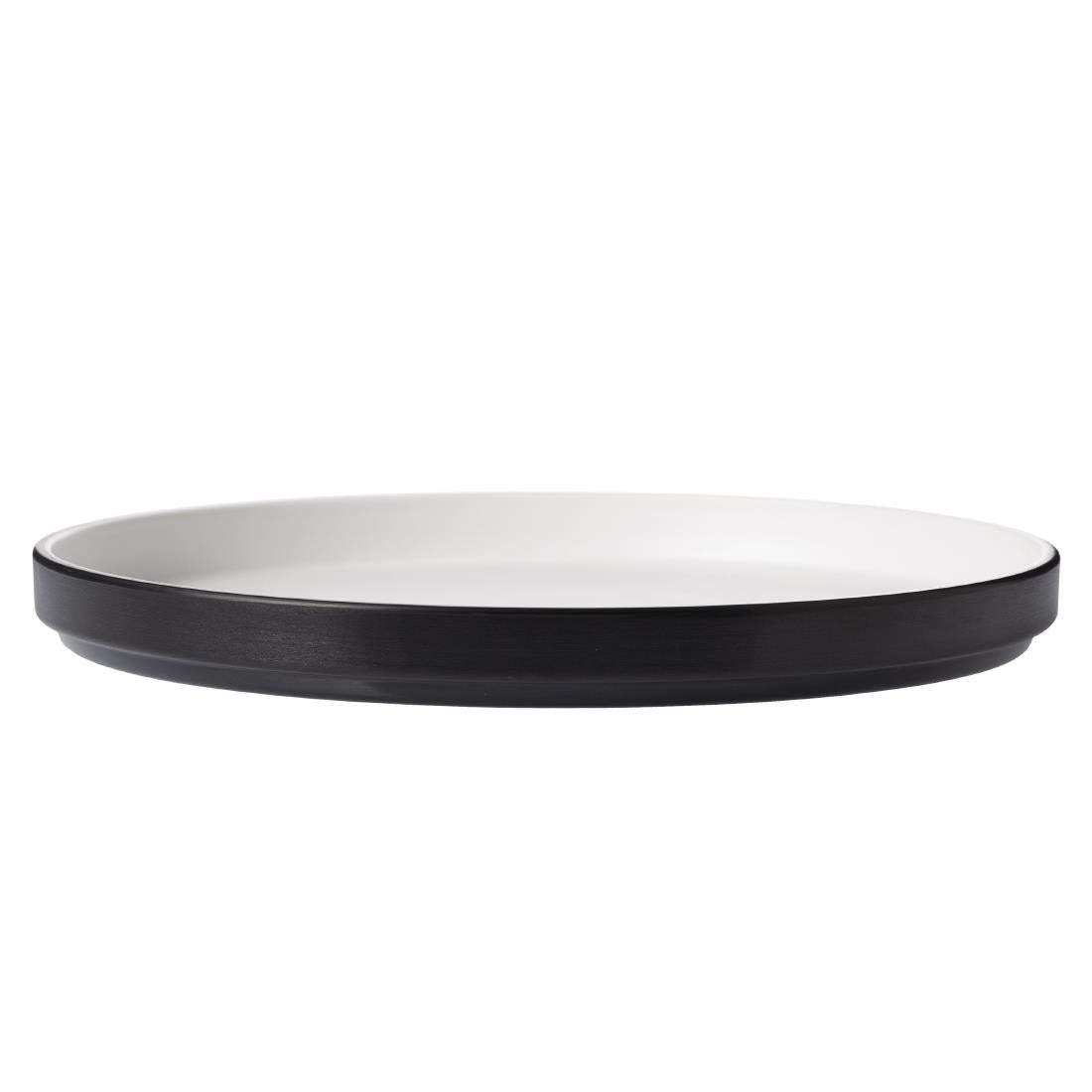 Coucou Dual Colour Round Edge Plate 270mm - White & Black (12 Pack) (Colour: White & Black | Pack of 12 | 270mm / 10.6" | Melamine material) • PAS-DU528