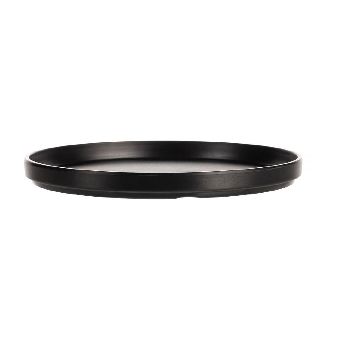 Coucou Dual Colour Round Edge Plate 270mm - Black & Black (12 Pack) (Colour: Black & Black | Pack of 12 | 270mm / 10.6" | Melamine material) • PAS-DU530