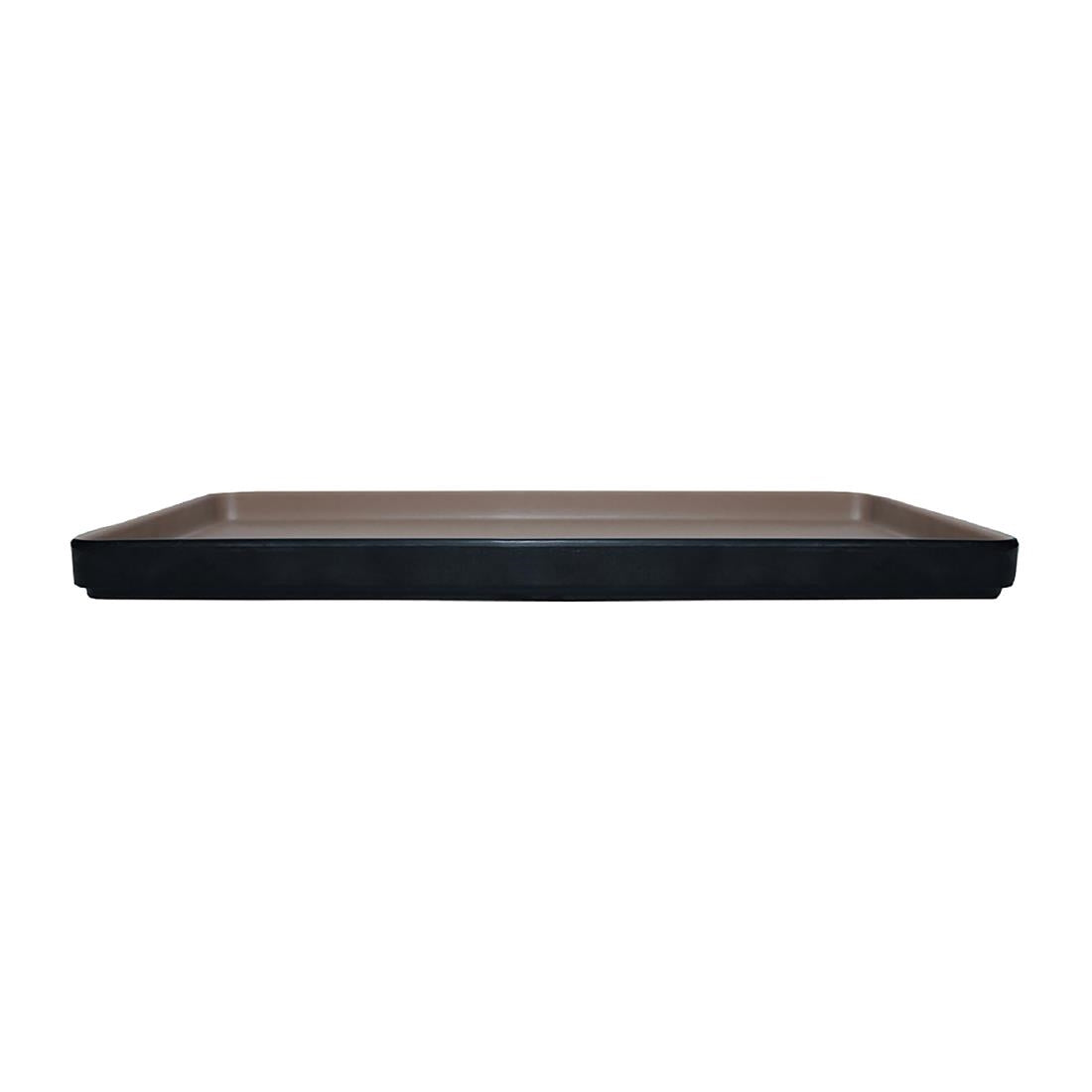 Coucou Dual Colour Rect. Plate 325x150mm - Beige & Black (9 Pack) (Colour: Beige & Black | Pack of 9 | 325x150mm / 12.7x5.9" | Melamine material) • PAS-DU547