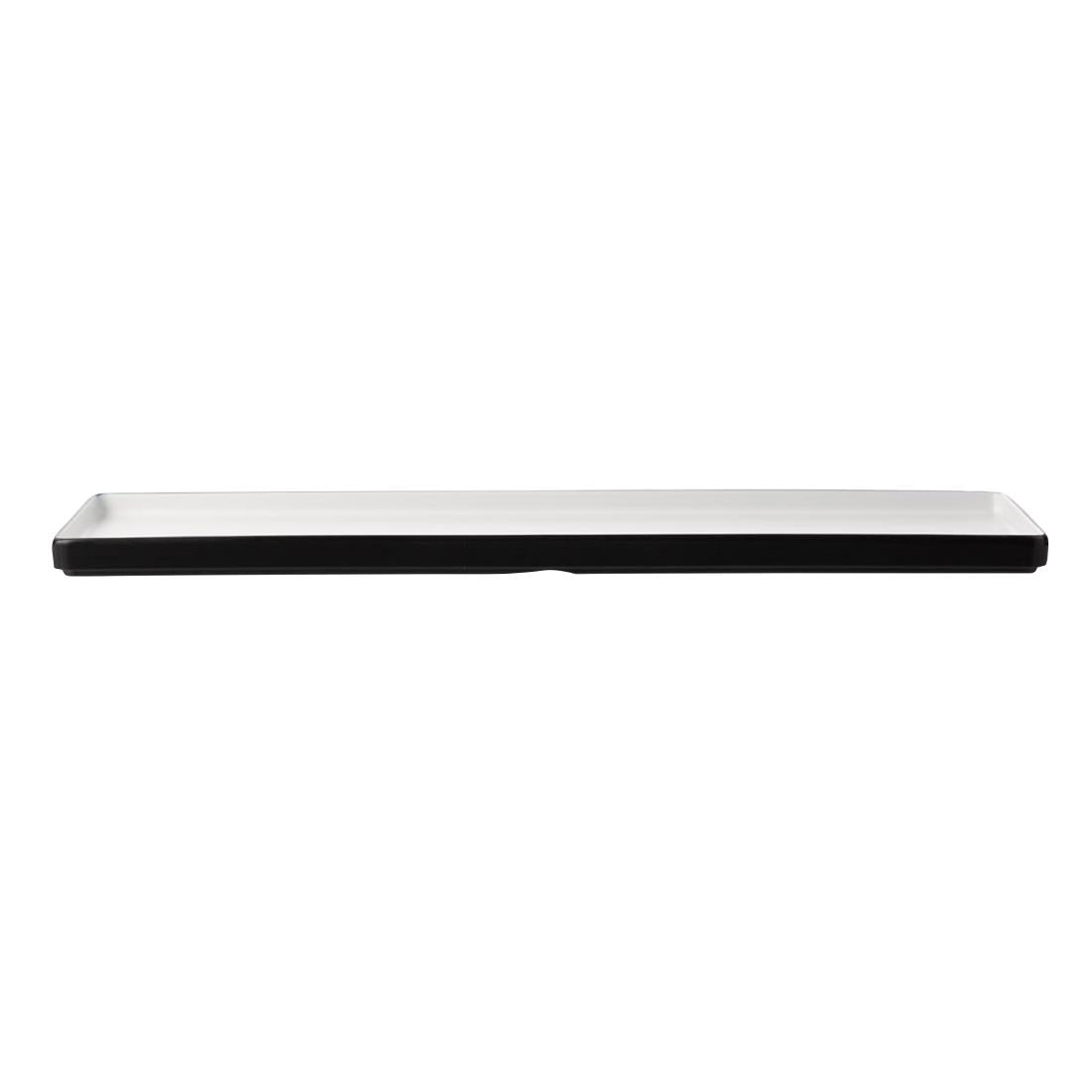 Coucou Dual Colour Rect. Plate 500x180mm - White & Black (9 Pack) (Colour: White & Black | Pack of 9 | 500x180mm / 19.6x7" | Melamine material) • PAS-DU554