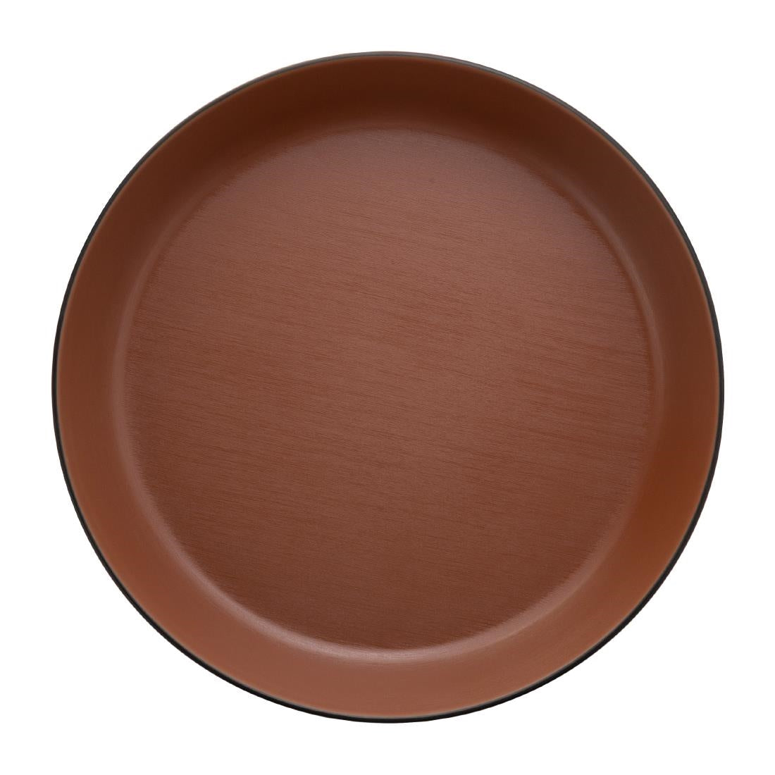 Coucou Dual Colour Flat Round Bowl 290mm - Brown & Black (12 Pack) (Colour: Brown & Black | Pack of 12 | 290mm / 11.4" | Melamine material) • PAS-DU581