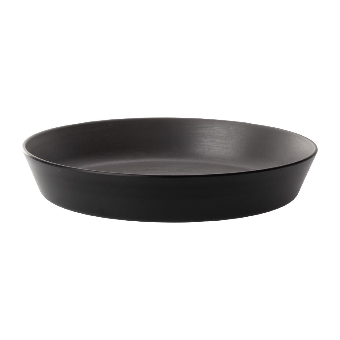 Coucou Dual Colour Flat Round Bowl 290mm - Grey & Black (12 Pack) (Colour: Grey & Black | Pack of 12 | 290mm / 11.4" | Melamine material) • PAS-DU583