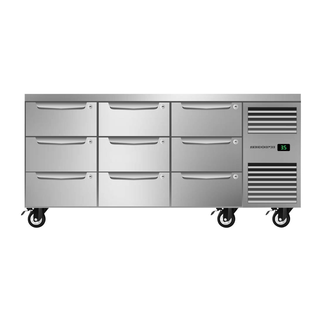 SKOPE ProSpec Three Bay GN 1/1 Underbench Storage Right Hand Fridge - PG11.UBR.3.D9.RH 432Ltr • PAS-DU775