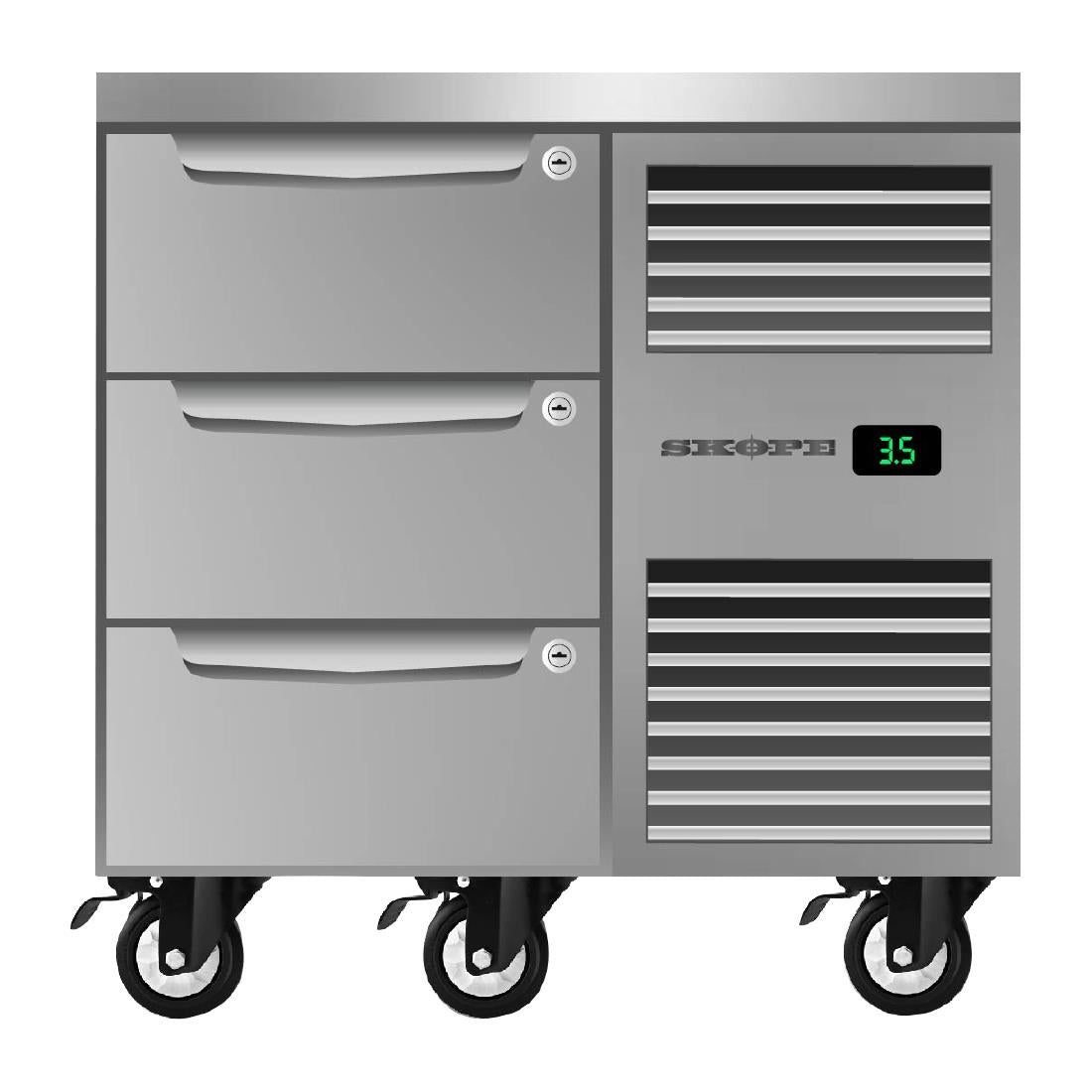 SKOPE ProSpec Three Drawer Underbench GN 1/1 Right Hand Fridge • PAS-DU781