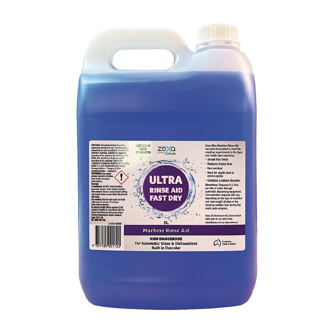 Zexa Ultra Rinse Aid Fast Dry - 5Ltr • PAS-DU872