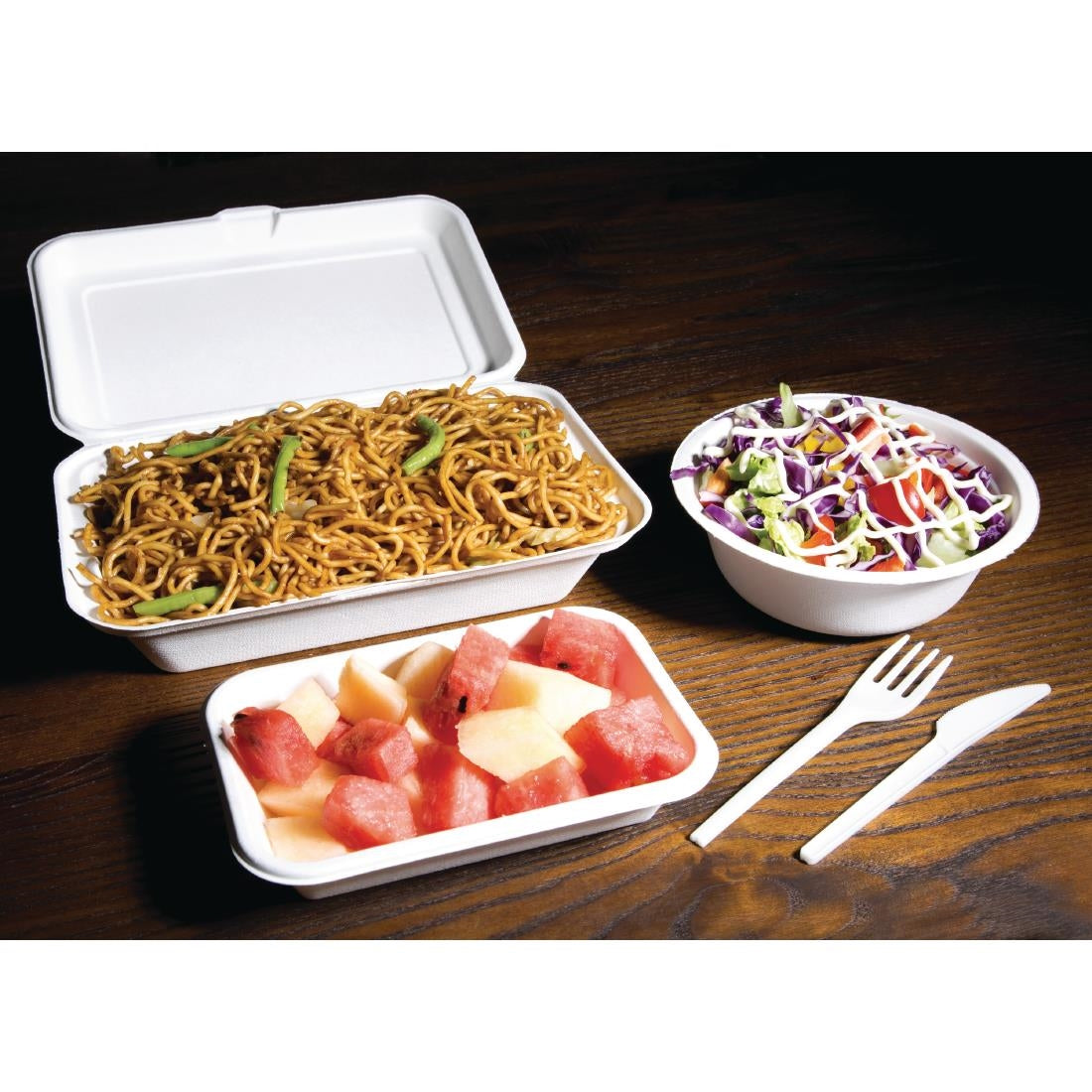 Fiesta Green Compostable Hinged Container 64x161x248mm (250 Pack) (Size: 64x161x248mm | Pack of 250) • PAS-DW249
