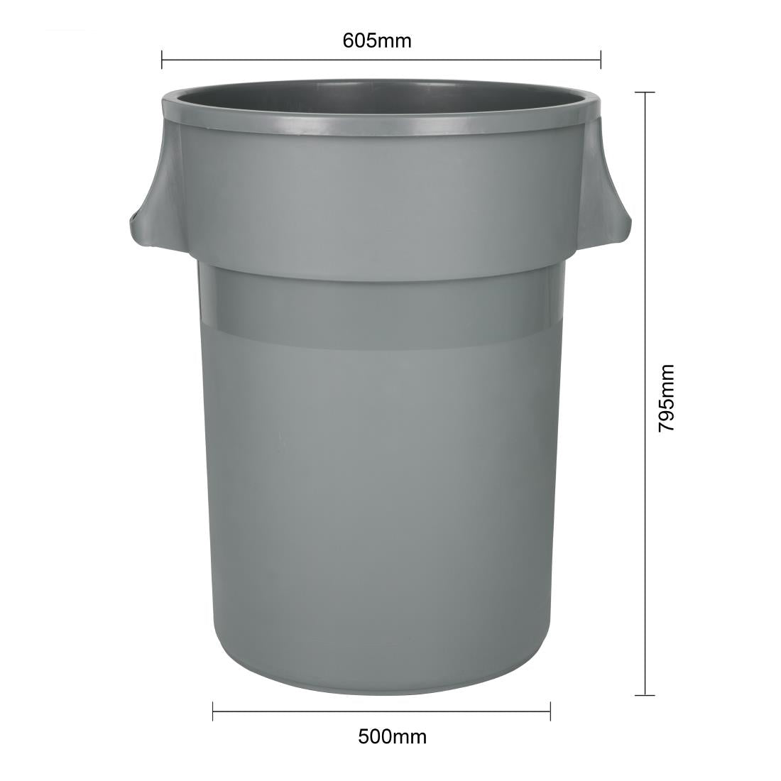 Jantex Heavy-Duty Round Bin Grey 160Ltr (Material: Polypropylene | 795(H)x695(L)x607(W)mm) • PAS-DX498