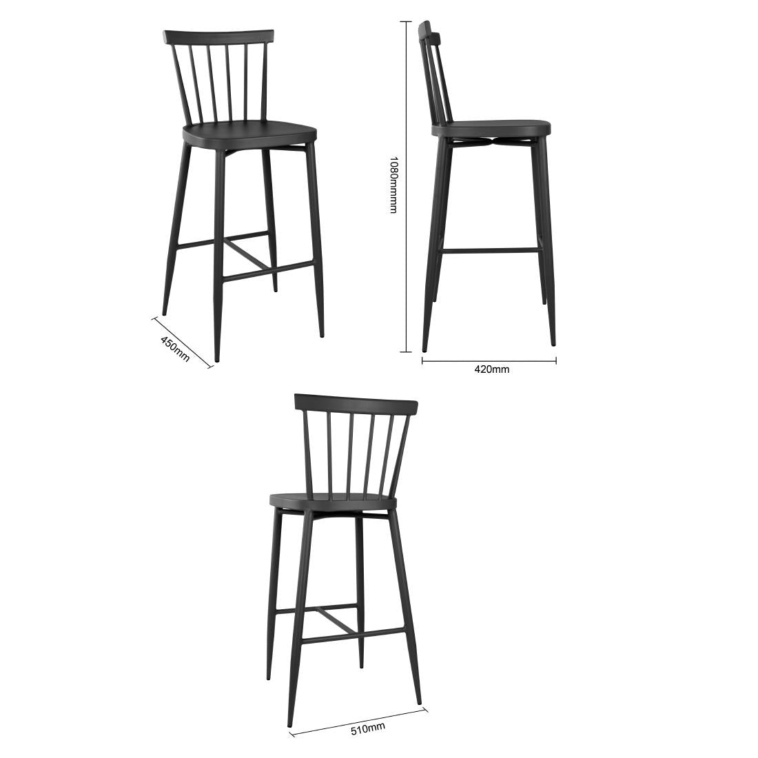 Bolero Windsor Aluminium Black High Stools (2 Pack) (Pack of 2) • PAS-DX688