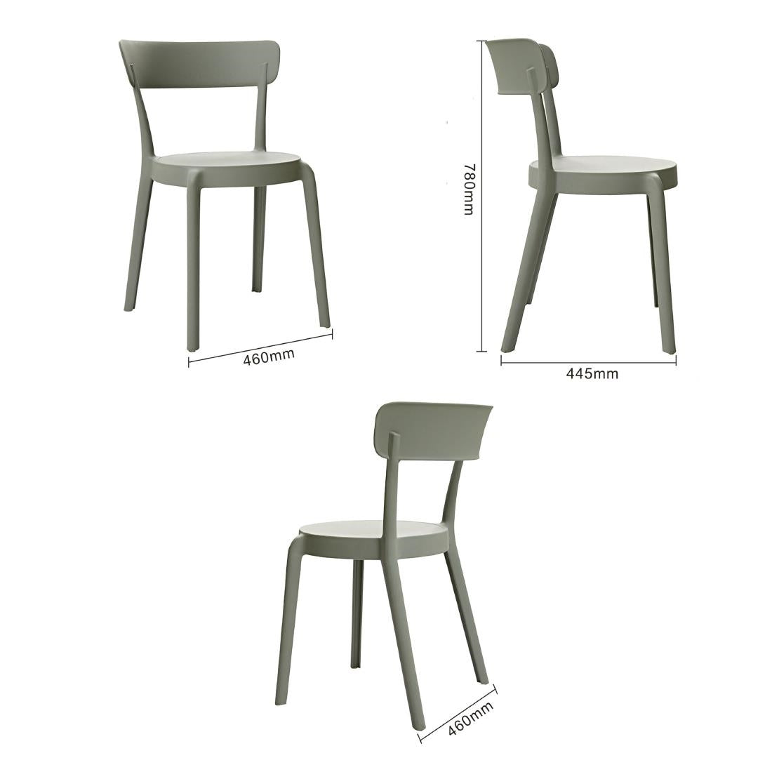 Bolero Mila Café Chairs Moss Grey (2 Pack) (Pack Quantity: 2) • PAS-DX974