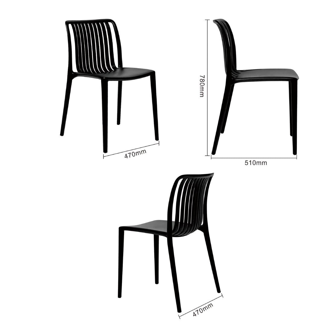 Bolero Verona Café Chairs Black (2 Pack) (Pack Quantity: 2) • PAS-DX976