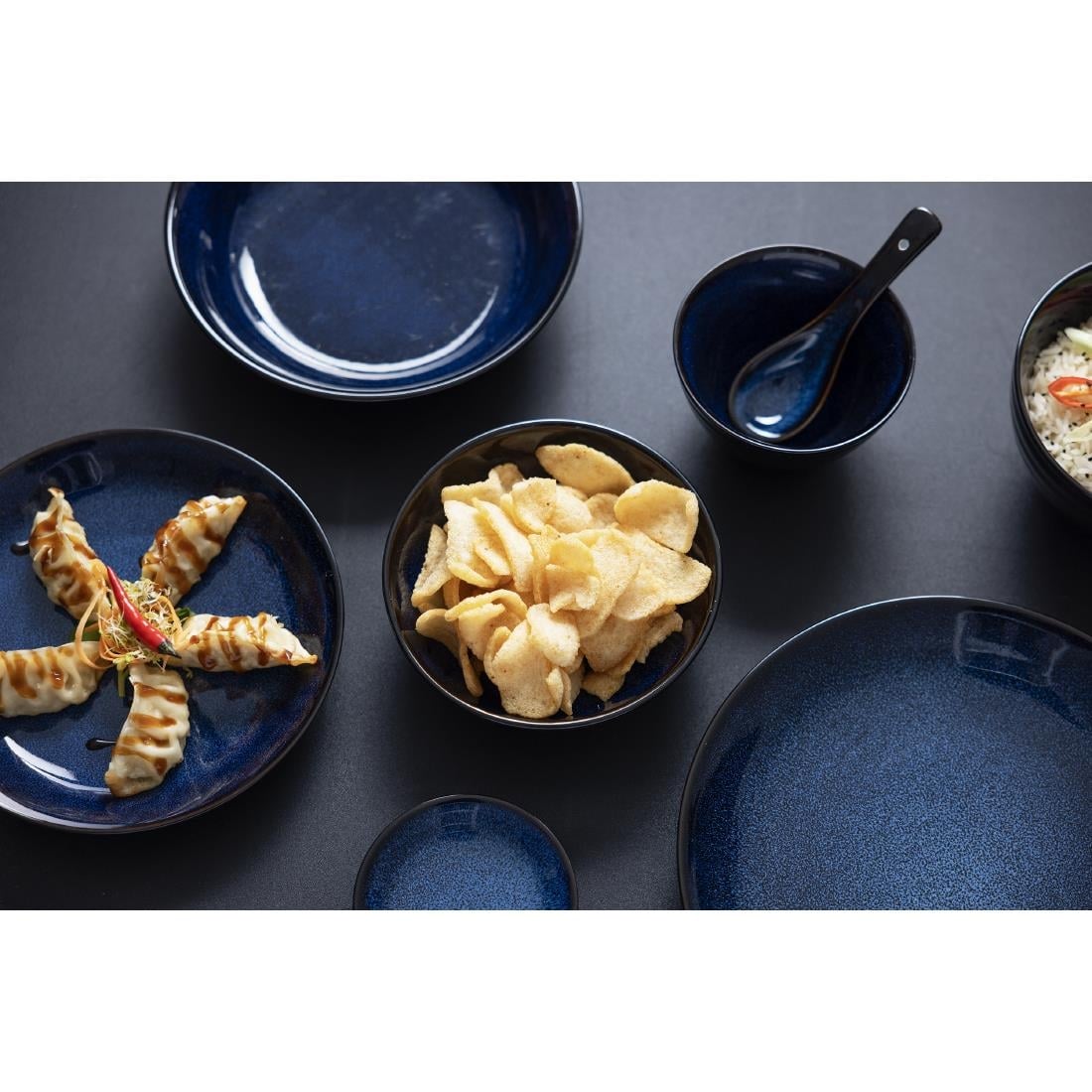 Olympia Luna Midnight Blue Footed Bowl - 205x95mm 8" (Box 4) • PAS-DZ776