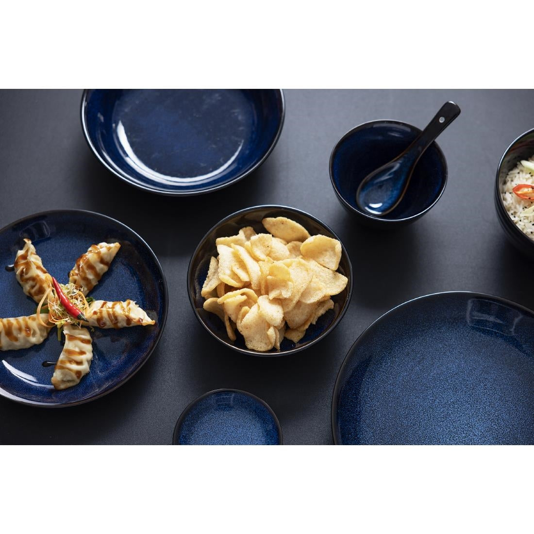 Olympia Luna Midnight Blue Footed Bowl - 150x84mm 6" (6 Pack) (150mm(Ø)x84(H)mm | Pack Quantity: 6) • PAS-DZ775