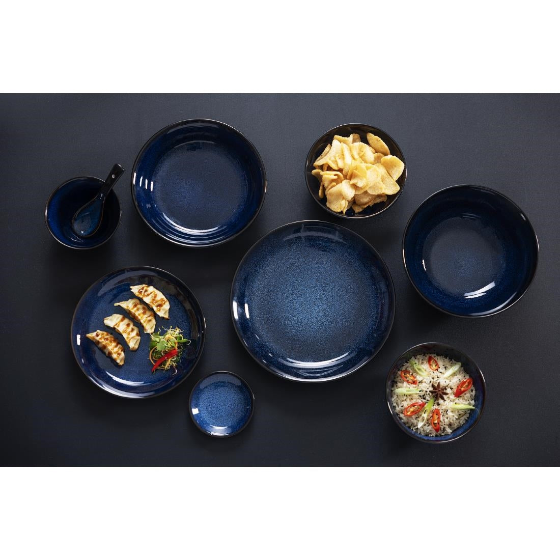 Olympia Luna Midnight Blue Coupe Plate - 255mm 10" (4 Pack) (255(Ø)x43(H)mm | Pack Quantity: 4) • PAS-DZ778