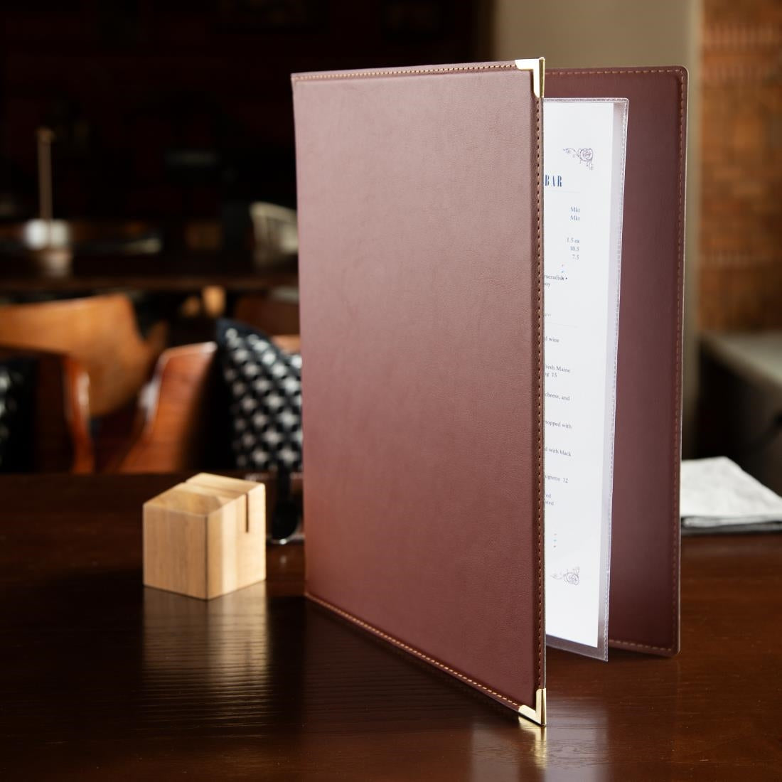 Olympia Leatherette Style Menu Cover A4 4 Card • PAS-E222
