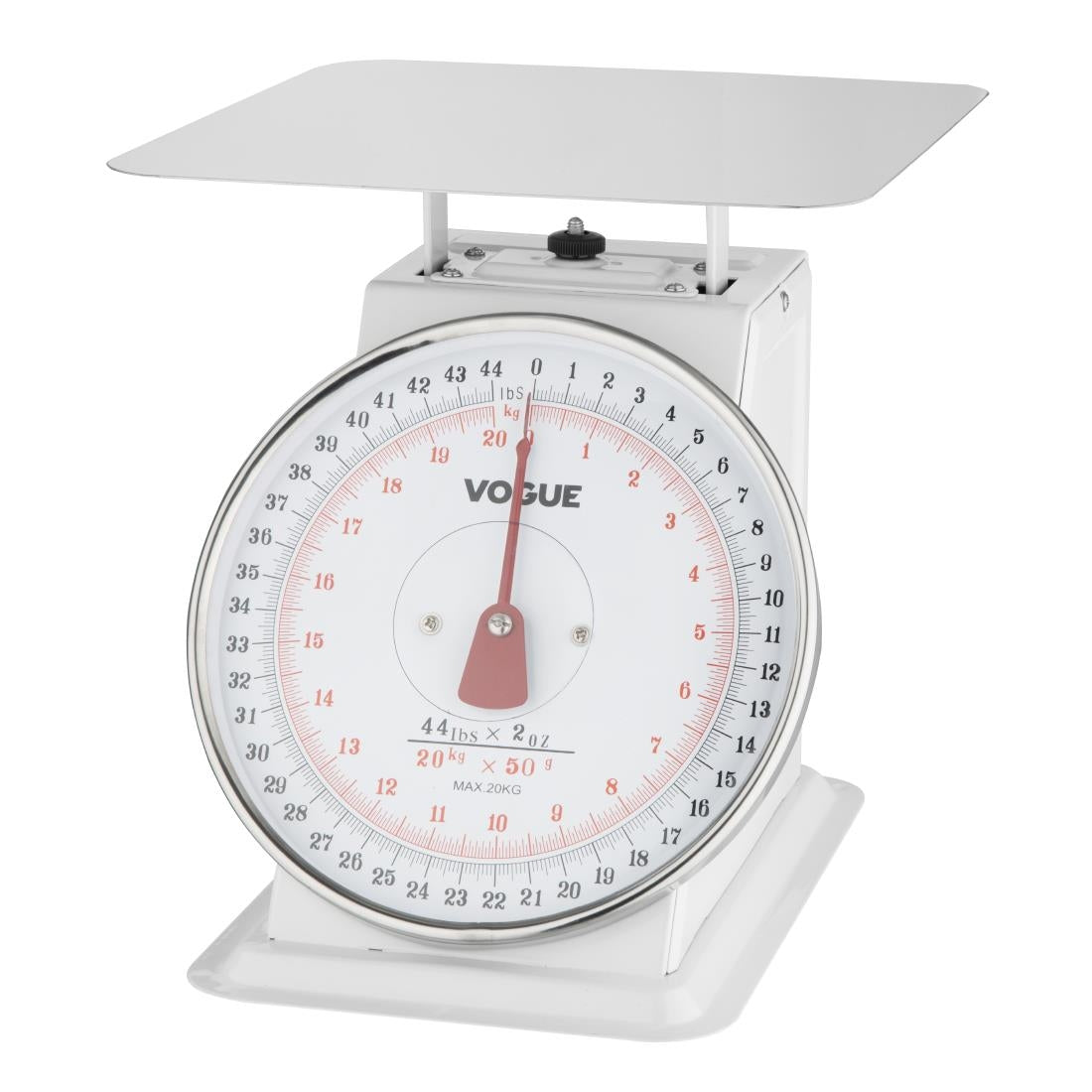 Vogue Kitchen Scale Flat Top 20kg/44lbs -Grad. 50g/2oz • PAS-F175