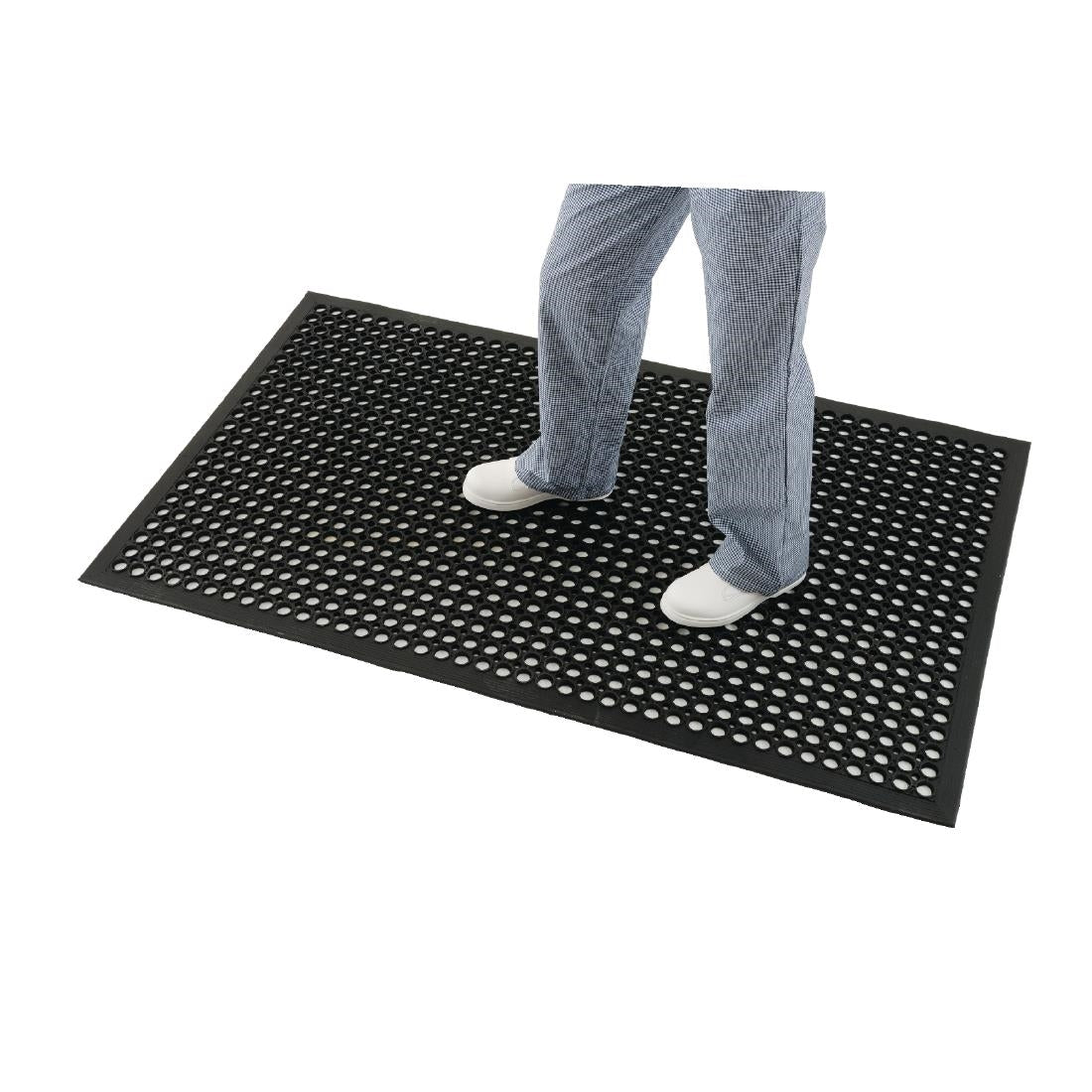 Jantex Rubber Anti Fatigue Anti Slip Floor Safety mat Black 1500 x 900mm • PAS-DP206