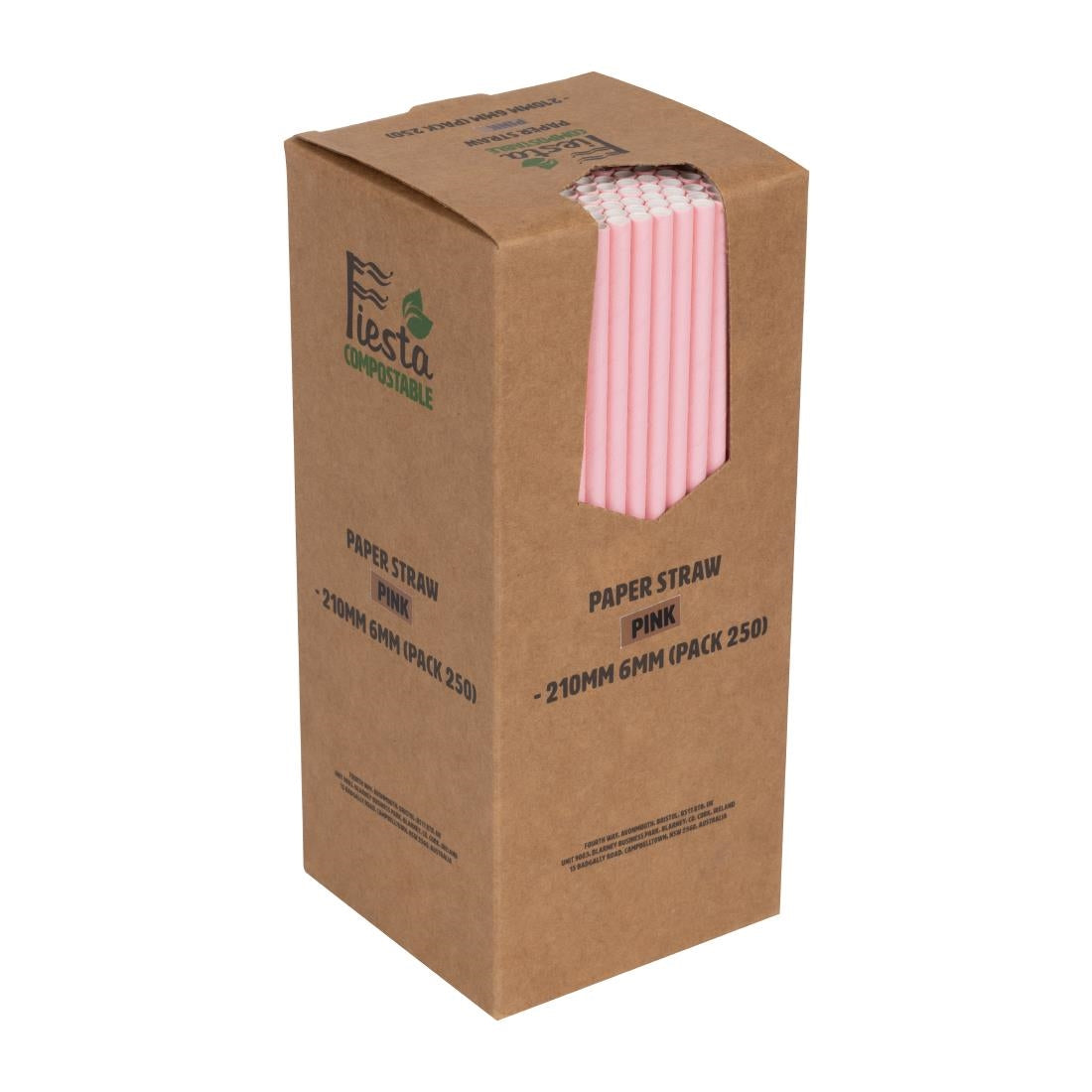 Fiesta Compostable Paper Straws Pink (250 Pack) (210(L)mm | Pack Quantity: 250) • PAS-FB139
