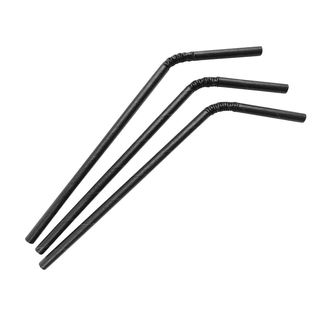 Fiesta Compostable Bendy Paper Straws Black (250 Pack) (210(L)mm |Pack Quantity: 250) • PAS-FB140