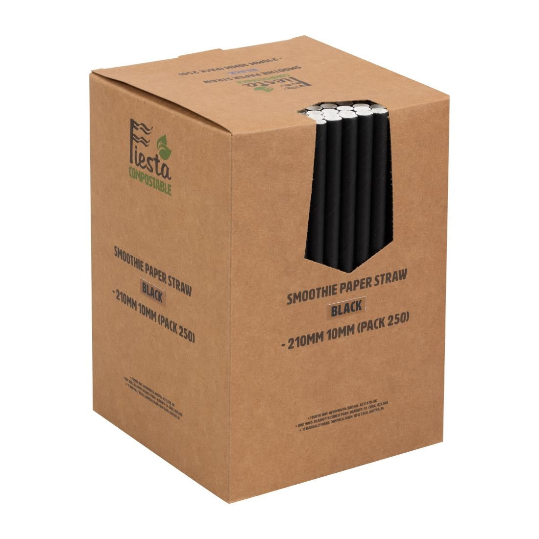 Fiesta Compostable Paper Smoothie Straws Black (250 Pack) (210(L)mm | Pack Quantity: 250) • PAS-FB145
