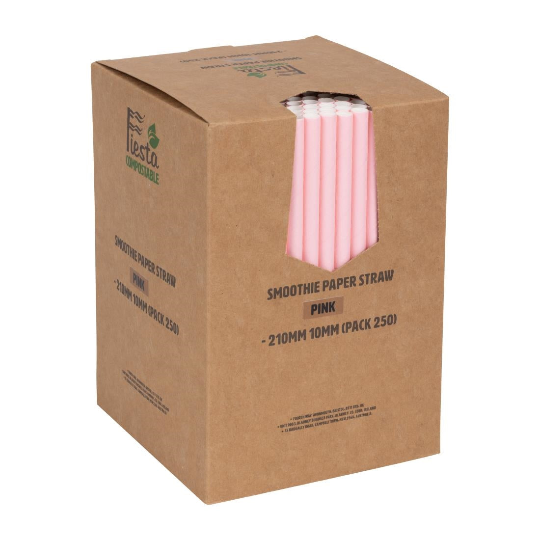 Fiesta Compostable Paper Smoothie Straws Pink (250 Pack) (210(L)mm | Pack Quantity: 250) • PAS-FB149
