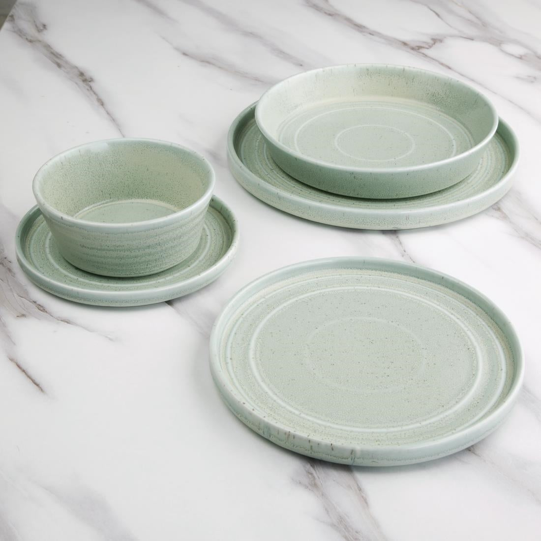 Olympia Cavolo Flat Round Bowls Spring Green 143mm (6 Pack) (Pack of 6) • PAS-FB560