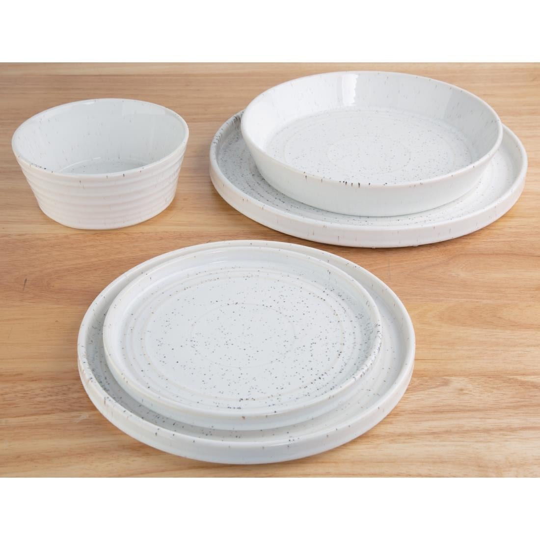 Olympia Cavolo White Speckle Flat Round Bowl 143mm (6 Pack) • PAS-FD900