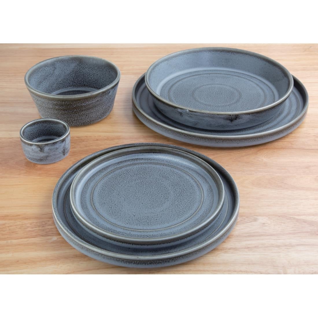 Olympia Cavolo Charcoal Dusk Flat Round Bowl - 220mm (4 Pack) • PAS-FD919