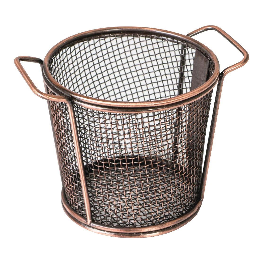 Moda Brooklyn Round Food Baskets Two Handles Antique Copper 80mm (6 Pack) • PAS-FK221
