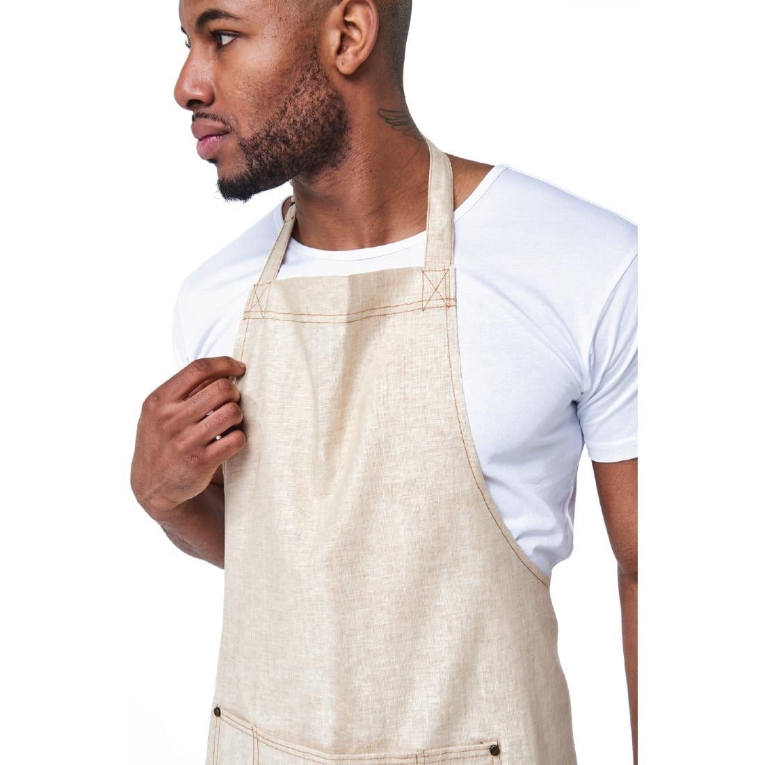 Urbanbar Clementine Linen Bib Apron Natural • PAS-FK673