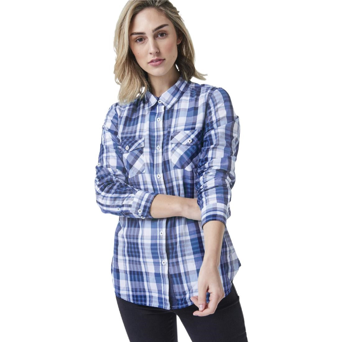 Urbanbar Harvey Women's Checkered Shirt Blue XL • PAS-FK704-XL