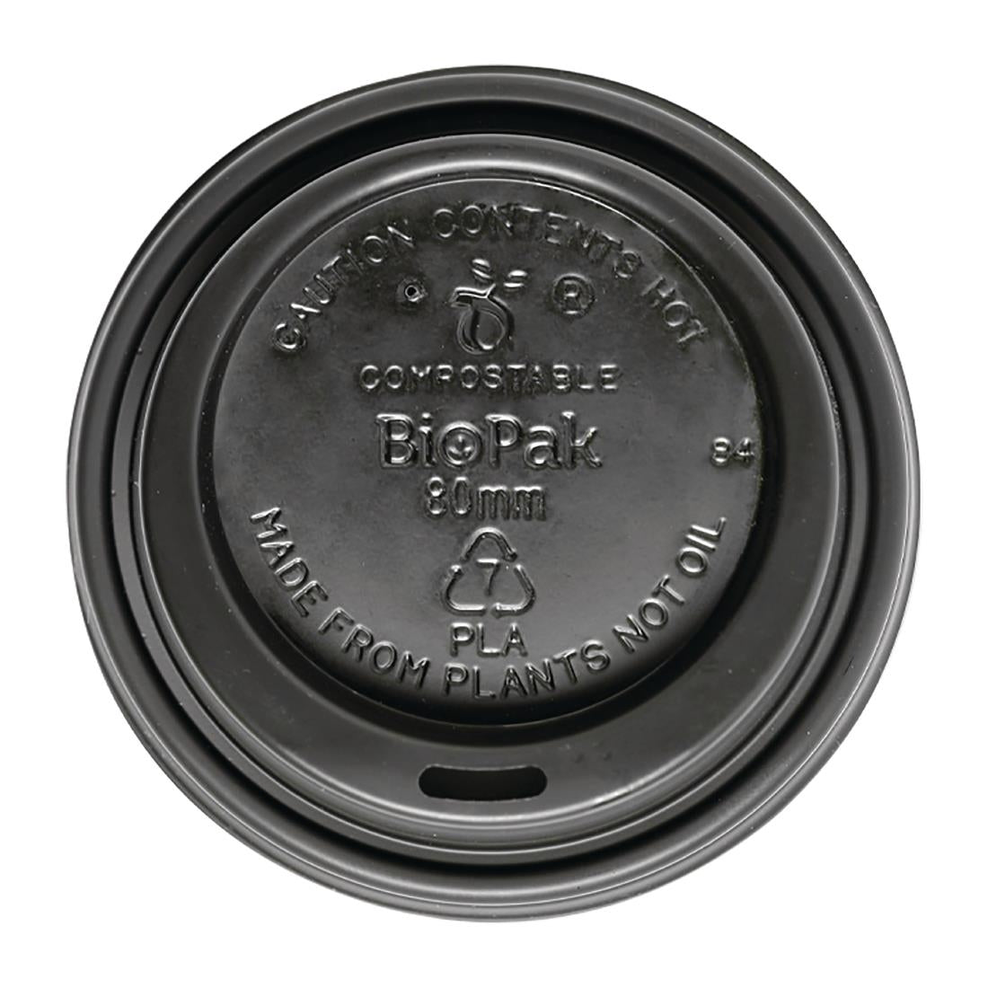 BioPak PLA Lids for BioPak BioCups 80mm Black (1000 Pack) • PAS-FK946