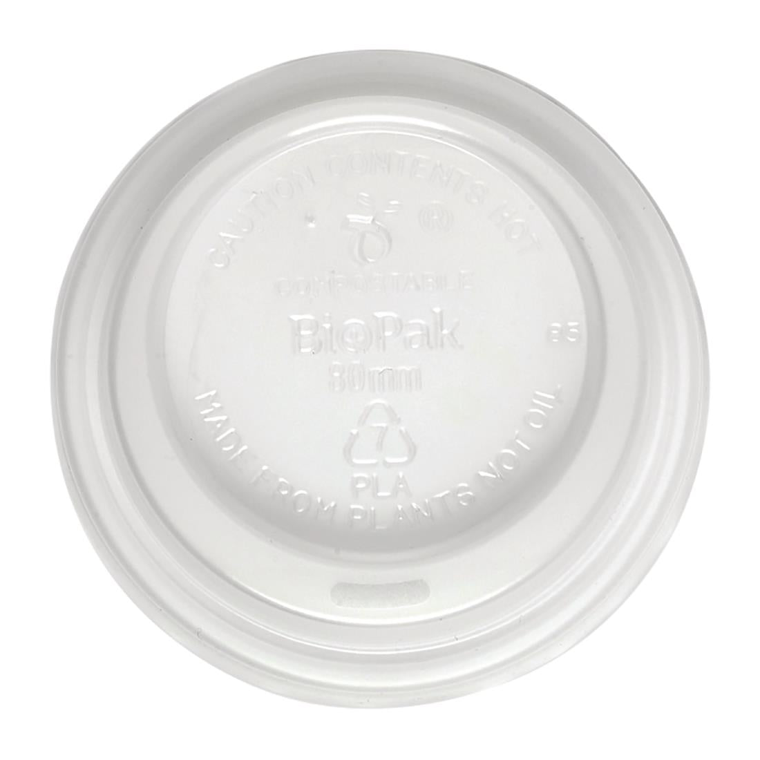 BioPak PLA Lids for BioPak BioCups 80mm White (1000 Pack) • PAS-FK947