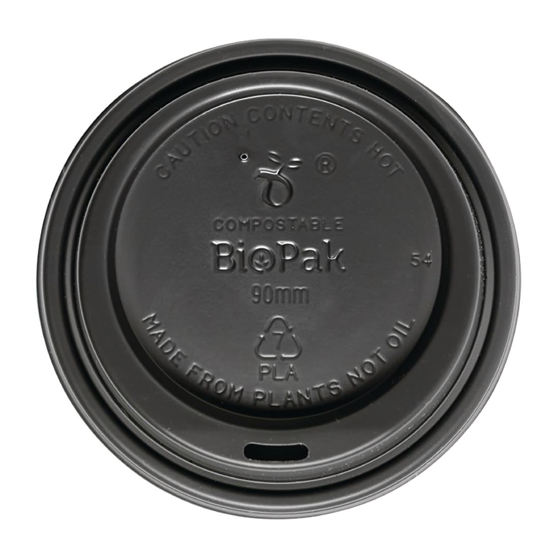 BioPak PLA Lids for BioPak BioCups Black 90mm (1000 Pack) (Pack of 1000) • PAS-FK948