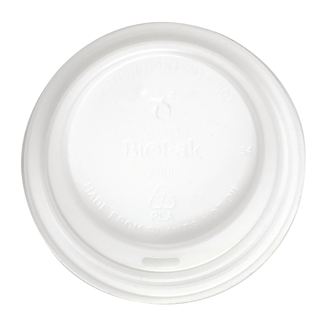 BioPak PLA Lids for BioPak BioCups 90mm White (1000 Pack) • PAS-FK949