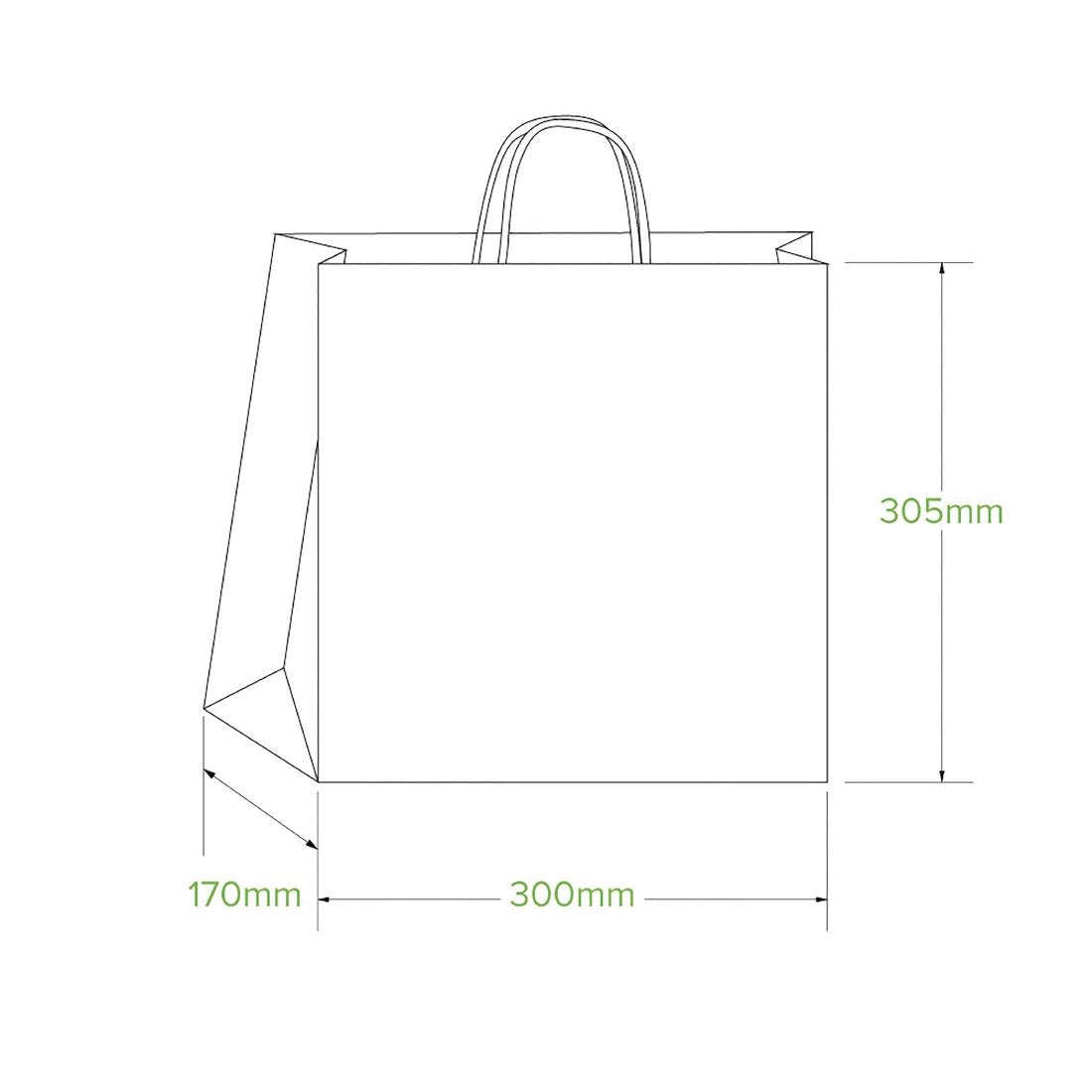 BioPak Kraft Paper Bags Large (250 Pack) (Pack of 250 | Size: 300(L) x 170(W) x 305(H)mm | Compostable) • PAS-FK984