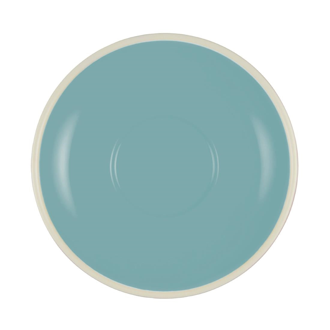 Brew Latte Cup/Mug Saucers Maya Blue/White 140mm (6 Pack) (Pack of 6) • PAS-FL252