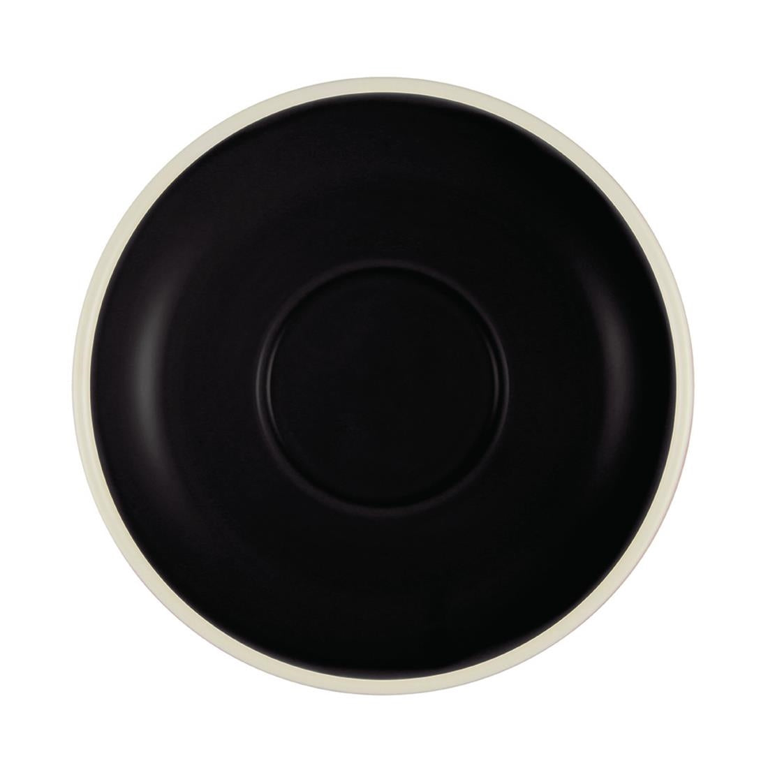 Brew Latte Cup/Mug Saucers Onyx/White 140mm (6 Pack) (Pack of 6) • PAS-FL255